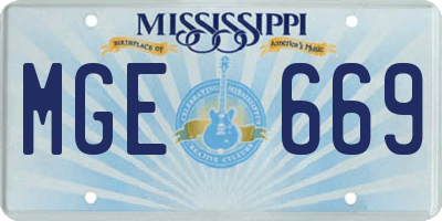MS license plate MGE669