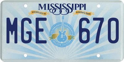 MS license plate MGE670