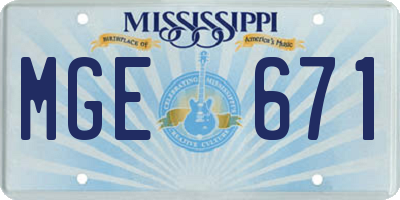 MS license plate MGE671