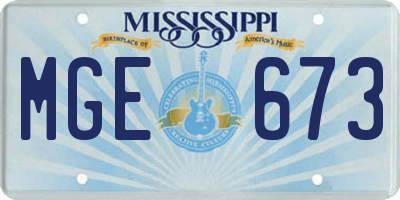 MS license plate MGE673