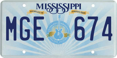MS license plate MGE674