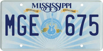MS license plate MGE675