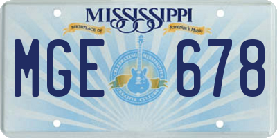 MS license plate MGE678