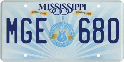 MS license plate MGE680