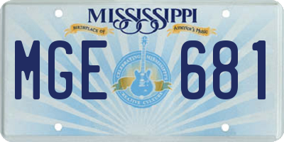 MS license plate MGE681
