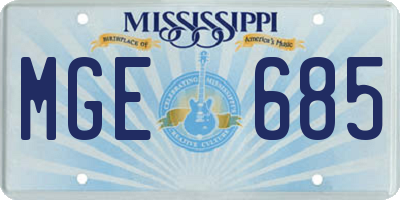 MS license plate MGE685