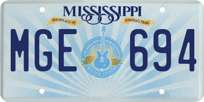 MS license plate MGE694