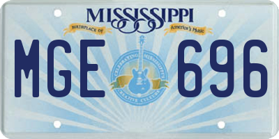 MS license plate MGE696