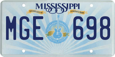 MS license plate MGE698