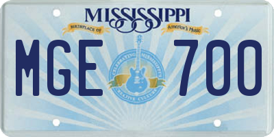 MS license plate MGE700