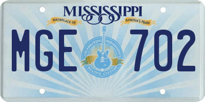 MS license plate MGE702
