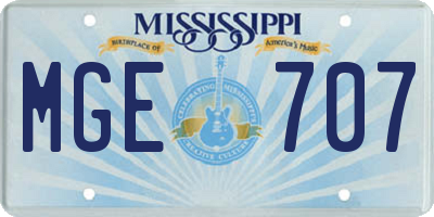 MS license plate MGE707