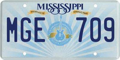 MS license plate MGE709