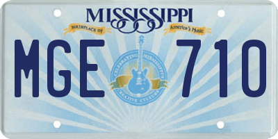 MS license plate MGE710