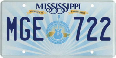 MS license plate MGE722