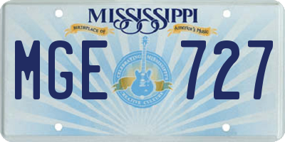 MS license plate MGE727
