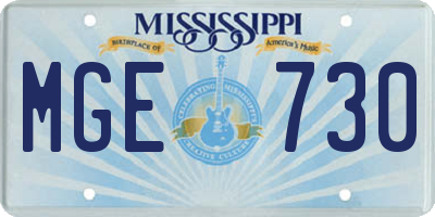 MS license plate MGE730