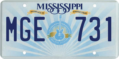 MS license plate MGE731