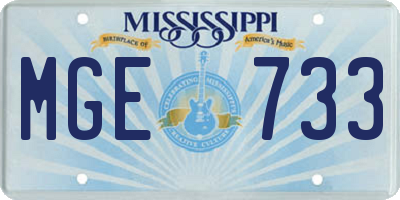 MS license plate MGE733