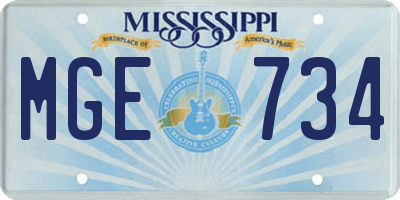 MS license plate MGE734