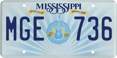 MS license plate MGE736