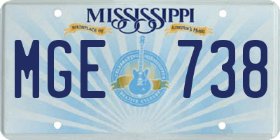 MS license plate MGE738
