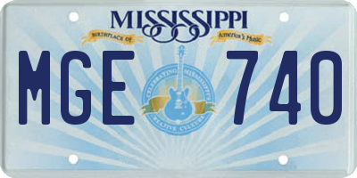 MS license plate MGE740