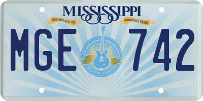 MS license plate MGE742