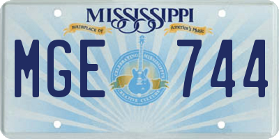 MS license plate MGE744