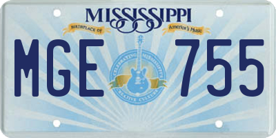 MS license plate MGE755