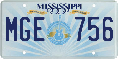 MS license plate MGE756