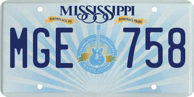 MS license plate MGE758
