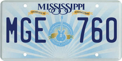 MS license plate MGE760
