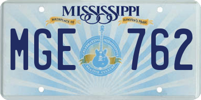 MS license plate MGE762