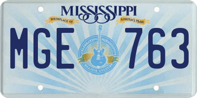 MS license plate MGE763