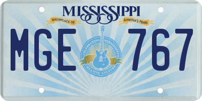 MS license plate MGE767