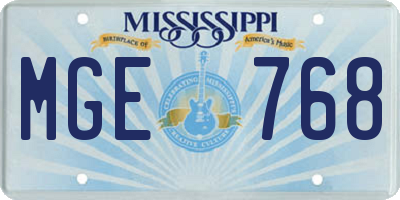 MS license plate MGE768