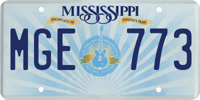 MS license plate MGE773