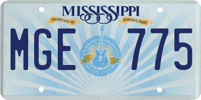 MS license plate MGE775