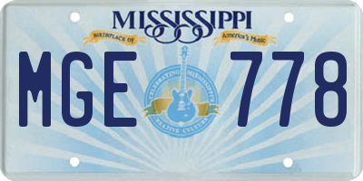 MS license plate MGE778