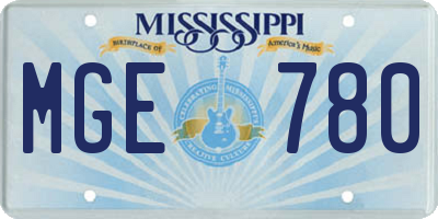 MS license plate MGE780