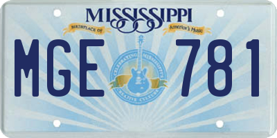 MS license plate MGE781