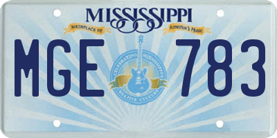 MS license plate MGE783