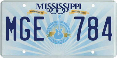 MS license plate MGE784