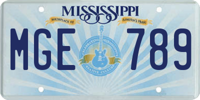 MS license plate MGE789