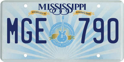 MS license plate MGE790