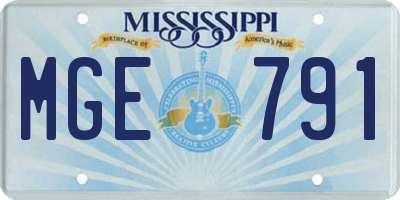 MS license plate MGE791
