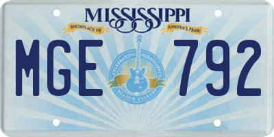 MS license plate MGE792