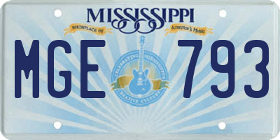 MS license plate MGE793
