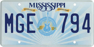 MS license plate MGE794